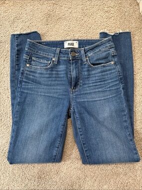 PAIGE Blue Skinny Jeans with Subtle Fade